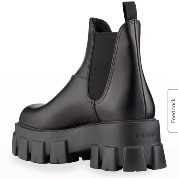 PRADA Monolith Leather Black Lug Platform Chelsea Boot size 39 - Picture 2 of 10